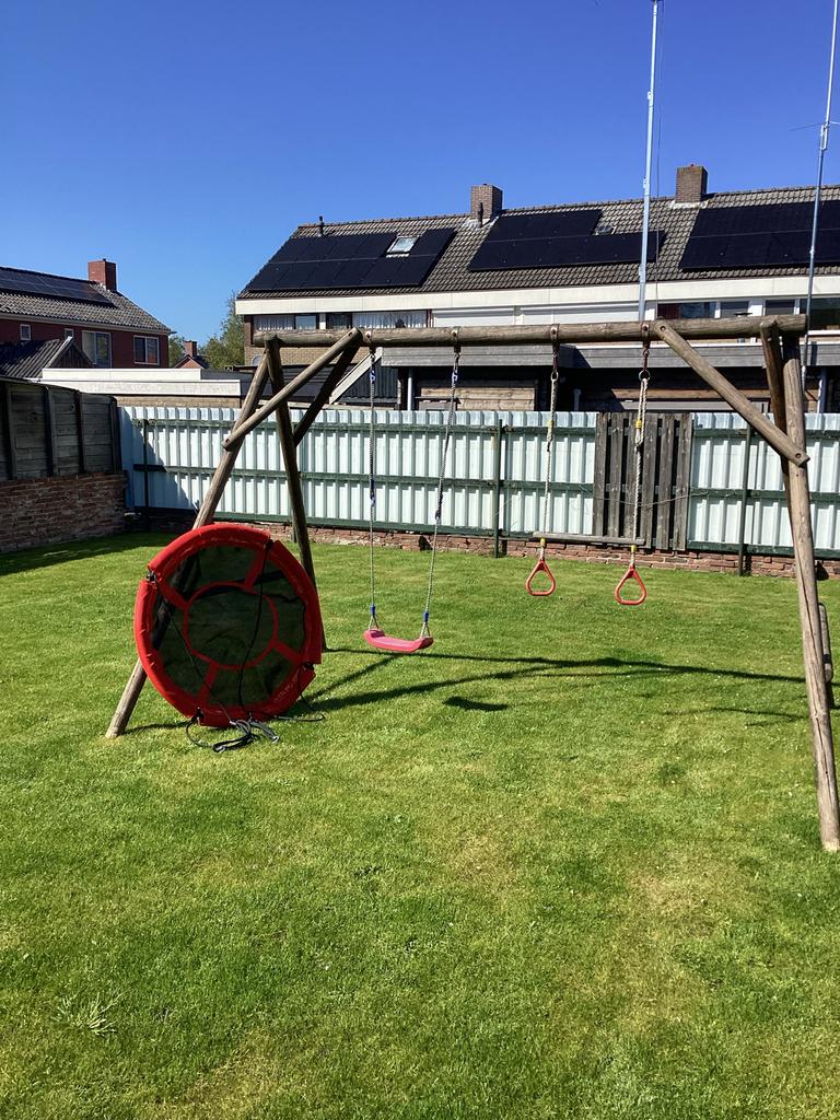 Houten schommel met nestschommel, ringen en rekstok, Ophalen, Gebruikt, Schommel