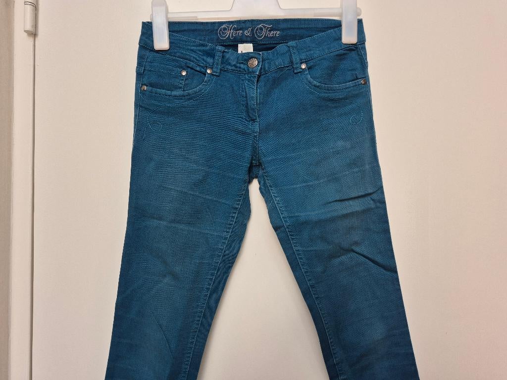 C&A HERE & THERE blauwe / aquablauwe lange broek meisje 164, Kinderen en Baby's, Kinderkleding | Maat 164, Broek, Gebruikt, C&A