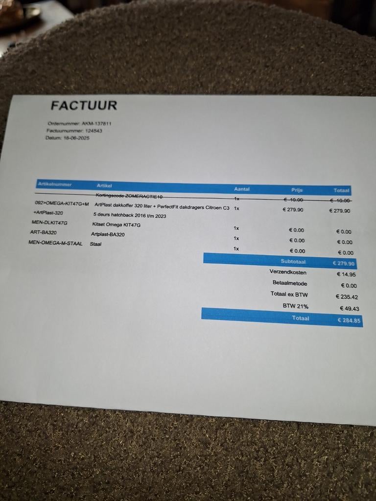 Dakkoffer met dakdragers, Ophalen, Gebruikt