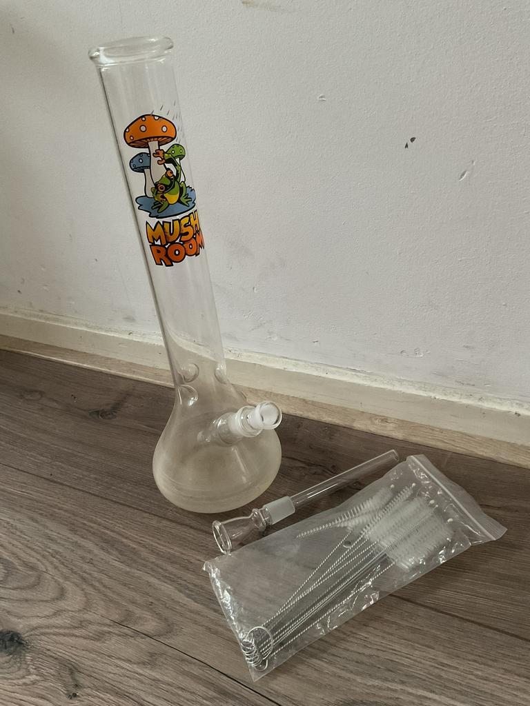 Glazen waterpijp Bong met nieuwe accessoires, Ophalen of Verzenden, Gebruikt, (Water)pijp