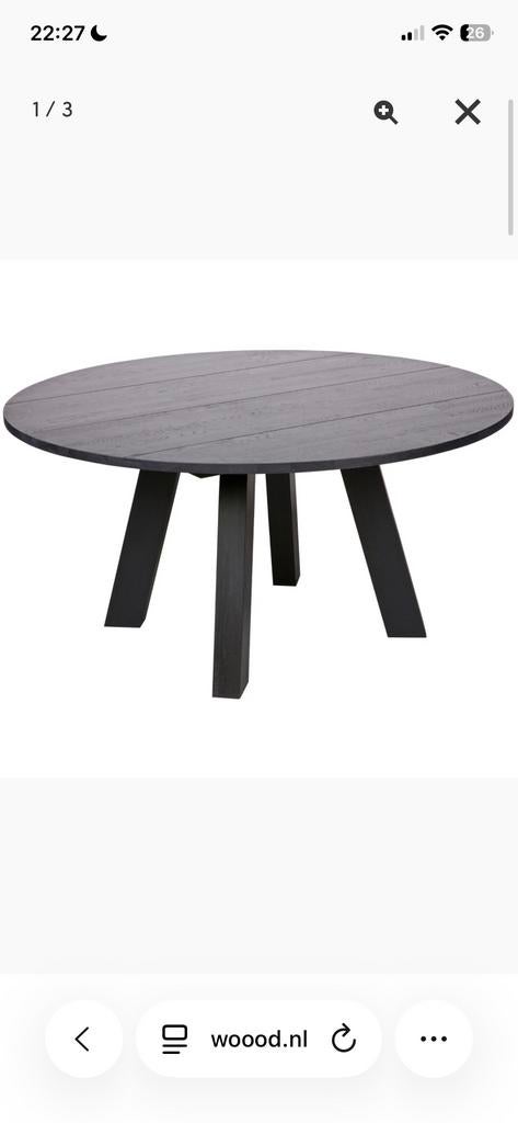 Woood Rhonda XL eettafel ø150 cm eiken blacknight, Huis en Inrichting, Tafels | Eettafels, Ophalen, 100 tot 150 cm, Zo goed als nieuw