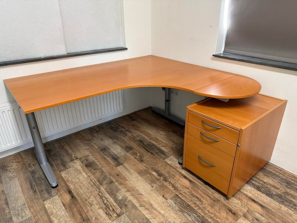 Hoekbureau met ladeblok - IKEA Galant, Huis en Inrichting, Bureaus, Ophalen, Hoekbureau, Zo goed als nieuw, IKEA