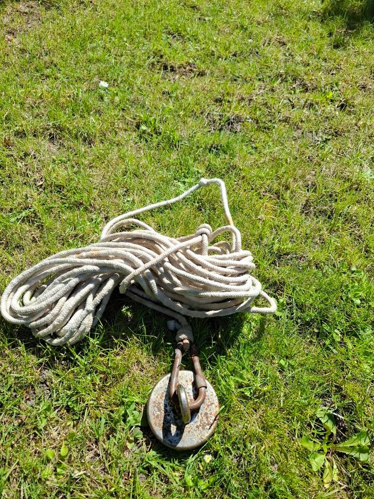 Vismagneet N42 - 94mm, 400kg trekkracht met 20m touw, Ophalen, Gebruikt, Overige typen