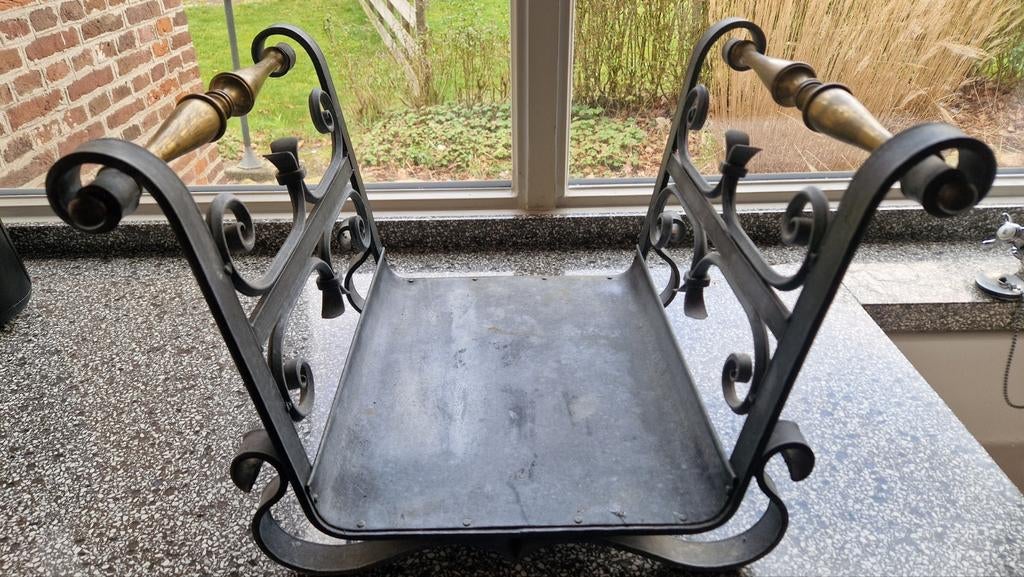 Antieke houtbak met koperen handvatten, Minder dan 3 m³, Ophalen of Verzenden