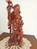 Shou lao Chinees gesneden hardhouten beeld hoogte 31 cm god, Ophalen of Verzenden