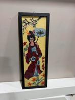 Geborduurd schilderij Japanse vrouw, Ophalen of Verzenden, Gebruikt, Handborduren, Overige typen