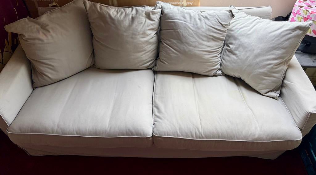 Bankje lichtgrijs, Ophalen, Gebruikt, 150 tot 200 cm, Tweepersoons