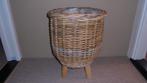 zgan rieten bloempot op poten, doorsnee 33-42 H40-54cm, Overige materialen, Rond, Binnen, Ophalen of Verzenden