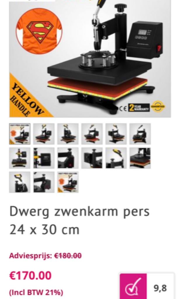 Dwerg zwenkarm pers 24x30cm, Ophalen, Gebruikt, Overige applicaties