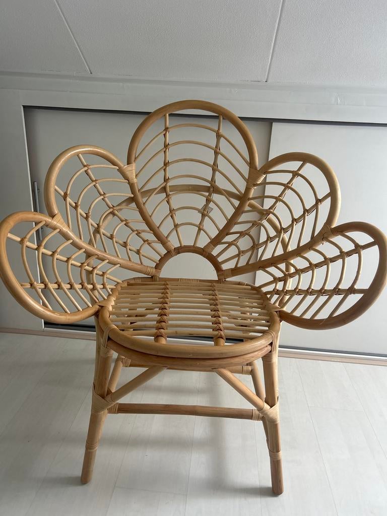 Rotan Lotus Stoel - Uniek Design, Ophalen, Bruin, Riet of Rotan, Zo goed als nieuw