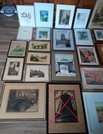 Verzameling kunst grafiek ets gouache litho aquarel, Ophalen of Verzenden