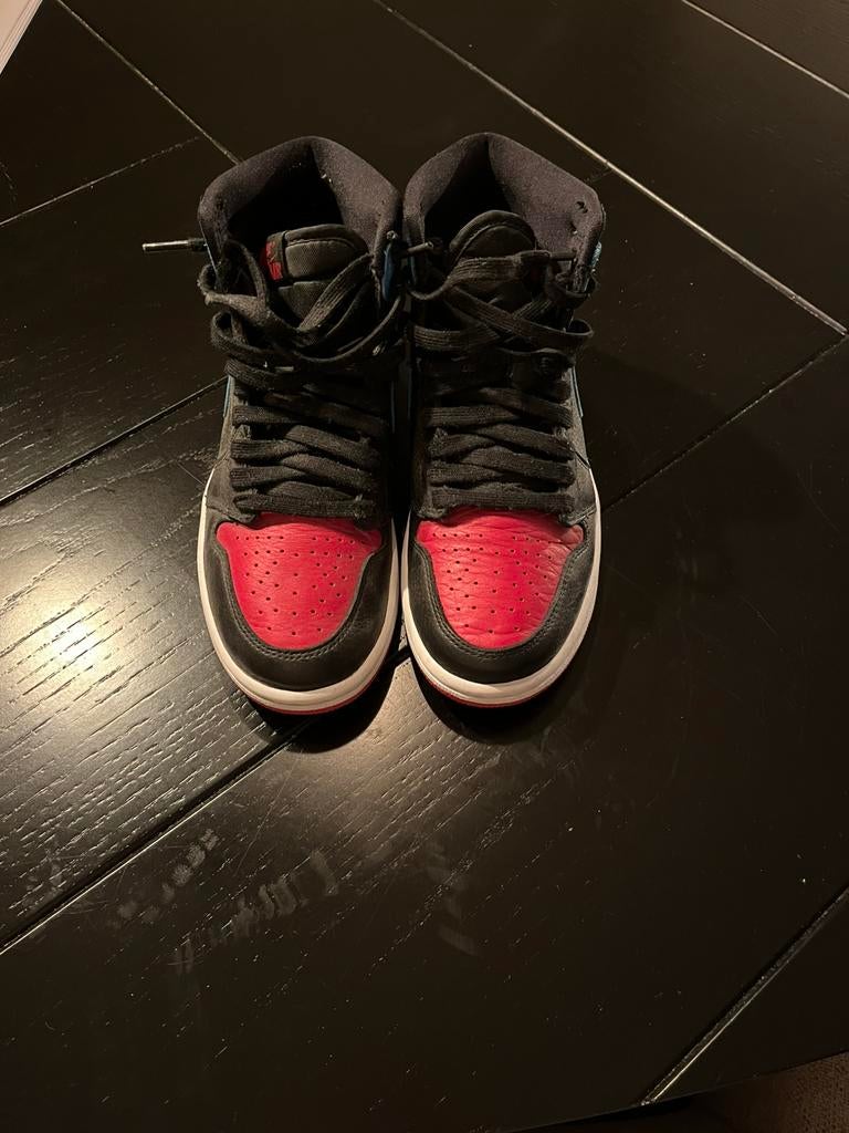 Nike Air Jordan 1 Mid maat 36,5 – zwart/rood/blauw, Ophalen, Gedragen, Overige kleuren, Sneakers of Gympen