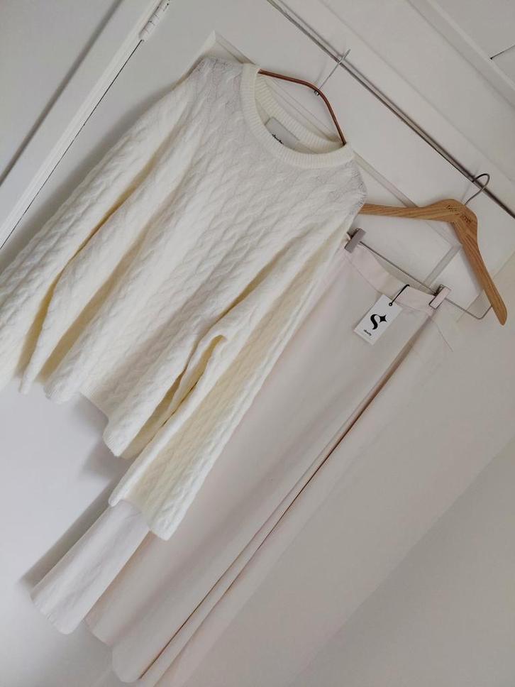 2delig set Lonneke Nooteboom trui & rok ecru L, Kleding | Dames, Truien en Vesten, Zo goed als nieuw, Maat 42/44 (L), Beige, Ophalen of Verzenden