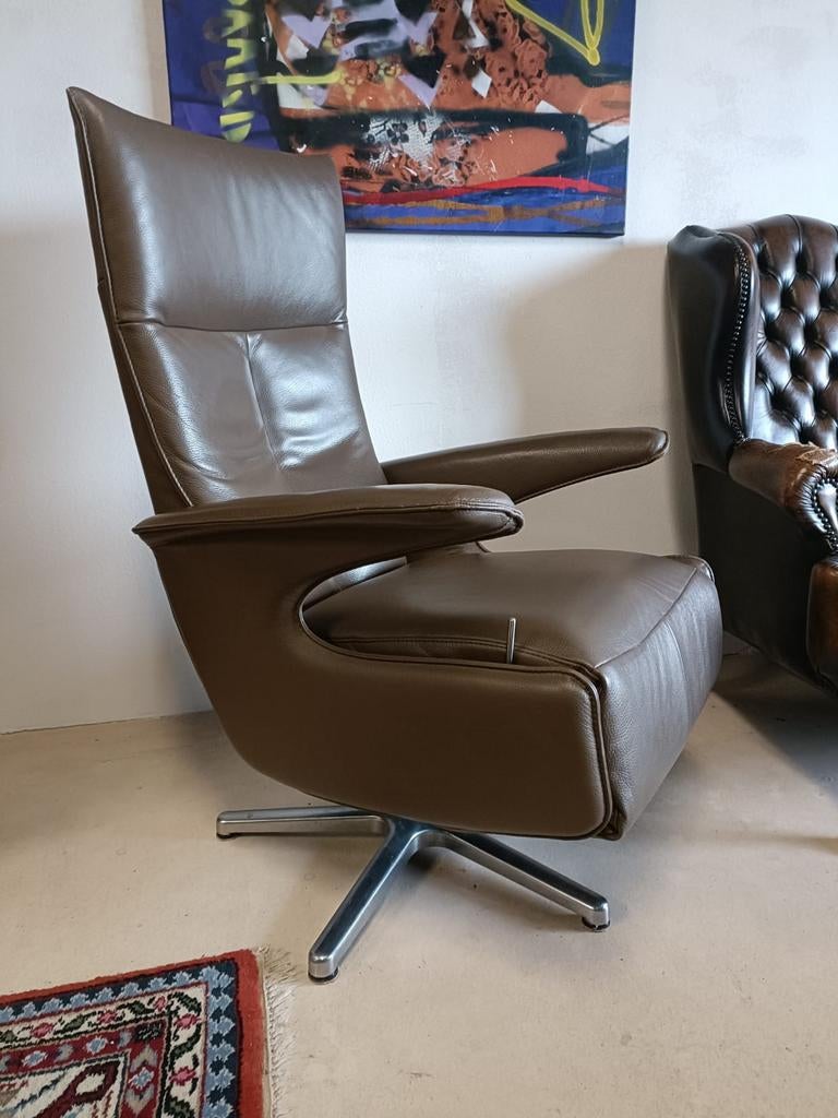 Relax fauteuil leer, Ophalen, Minder dan 75 cm, Leer, Zo goed als nieuw