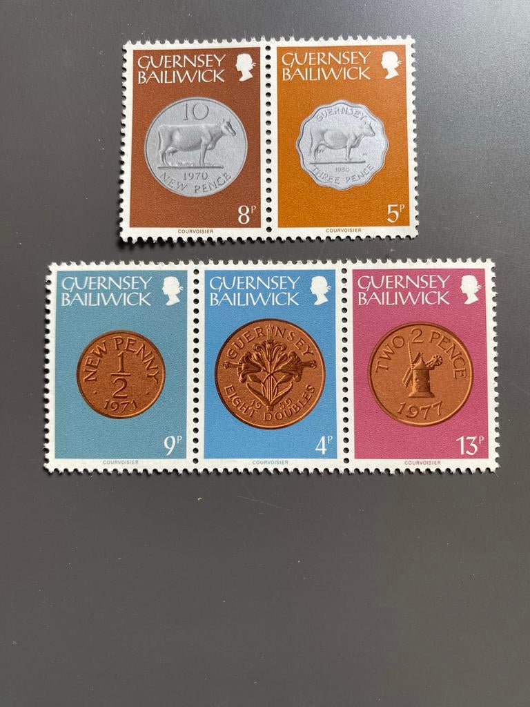 5 postzegels Guernsey Bailiwick postfris, Ophalen of Verzenden, Postfris