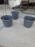 3 ronde Antraciet hangpotten/ Zetten NIEUW NIEUW, Kunststof, Minder dan 30 cm, Minder dan 60 cm, Rond