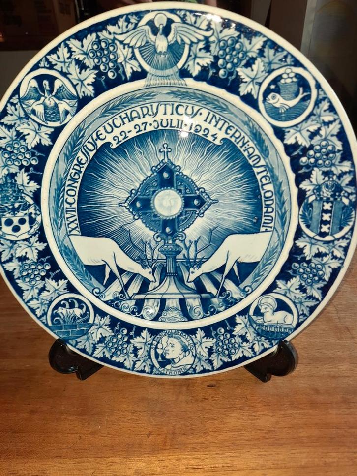 Gedenkbord Eucharistisch Congres Amsterdam 1924, Antiek en Kunst, Antiek | Wandborden en Tegels, Ophalen of Verzenden