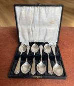 Zes Engelse verzilverde lepeltjes in doosje, Ophalen of Verzenden