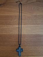 NIEUW Gothic kruis halflang zwart bling, Ophalen, Nieuw, Zwart, Overige materialen