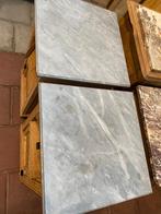 Twee Frans eiken kastjes nachtkastjes met marmer, Ophalen, Gebruikt, Minder dan 45 cm