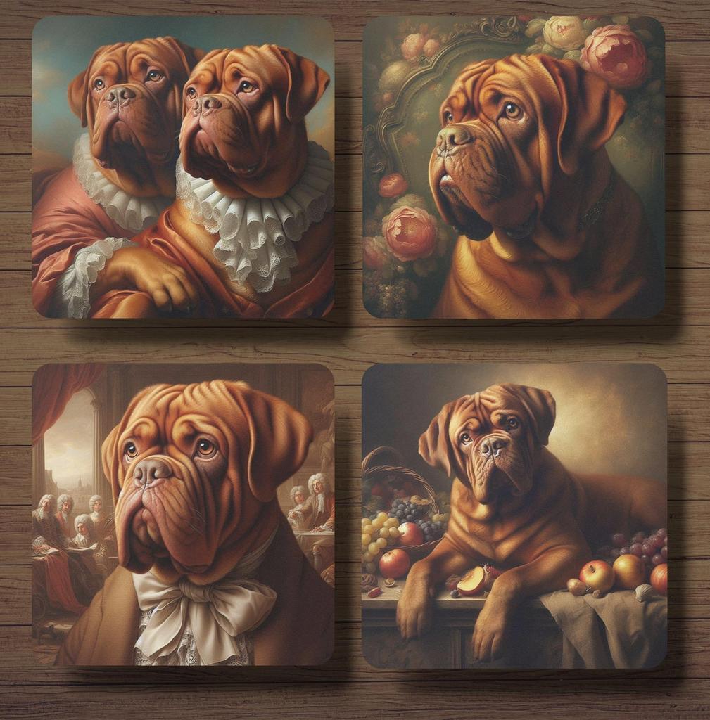 Bordeaux Dog Barok onderzetters met houder, Ophalen of Verzenden, Nieuw, Glas of Kopje