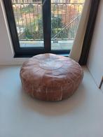 Vintage Leren Poef - 1 Meter Diameter, Ophalen, Gebruikt, Rond, Leer