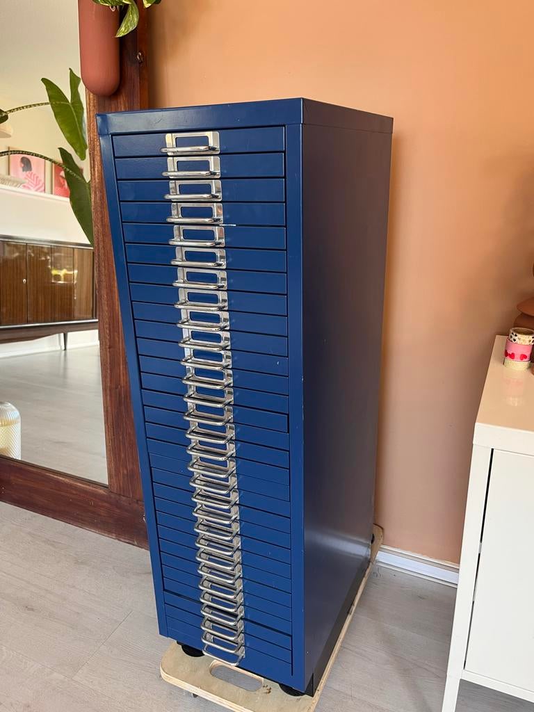 Vintage Bisley Archiefkast - 30 Laden - Blauw, Ophalen, Minder dan 50 cm, Gebruikt, 5 laden of meer