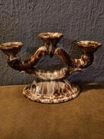 Vintage Kandelaar Duitsland Keramiek Bruin Wit Gevlamd, Antiek en Kunst, Ophalen of Verzenden