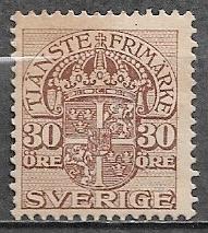 ZWEDEN 30 Ø Dienstzegel 1910, Postzegels en Munten, Postzegels | Europa | Scandinavië, Verzenden, Zweden, Gestempeld