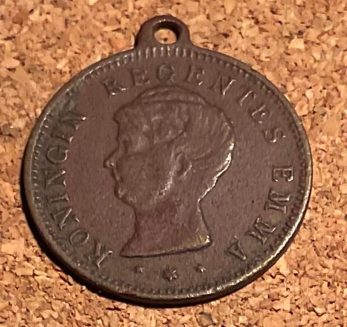 Draag medaille - Koningin Regentes EMMA., Postzegels en Munten, Penningen en Medailles, Ophalen of Verzenden, Overige materialen