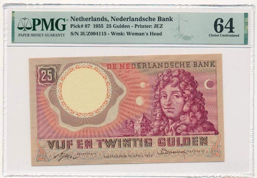 Nederland 25 gulden 1955 Huygens PMG 64, Postzegels en Munten, Bankbiljetten | Nederland, Ophalen of Verzenden, 25 gulden, Los biljet
