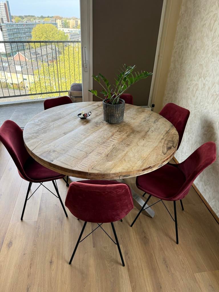 Set van 7 Rode Stoelen - Zonder Tafel, Huis en Inrichting, Stoelen, Ophalen, Gebruikt, Stof, Vijf, Zes of meer stoelen