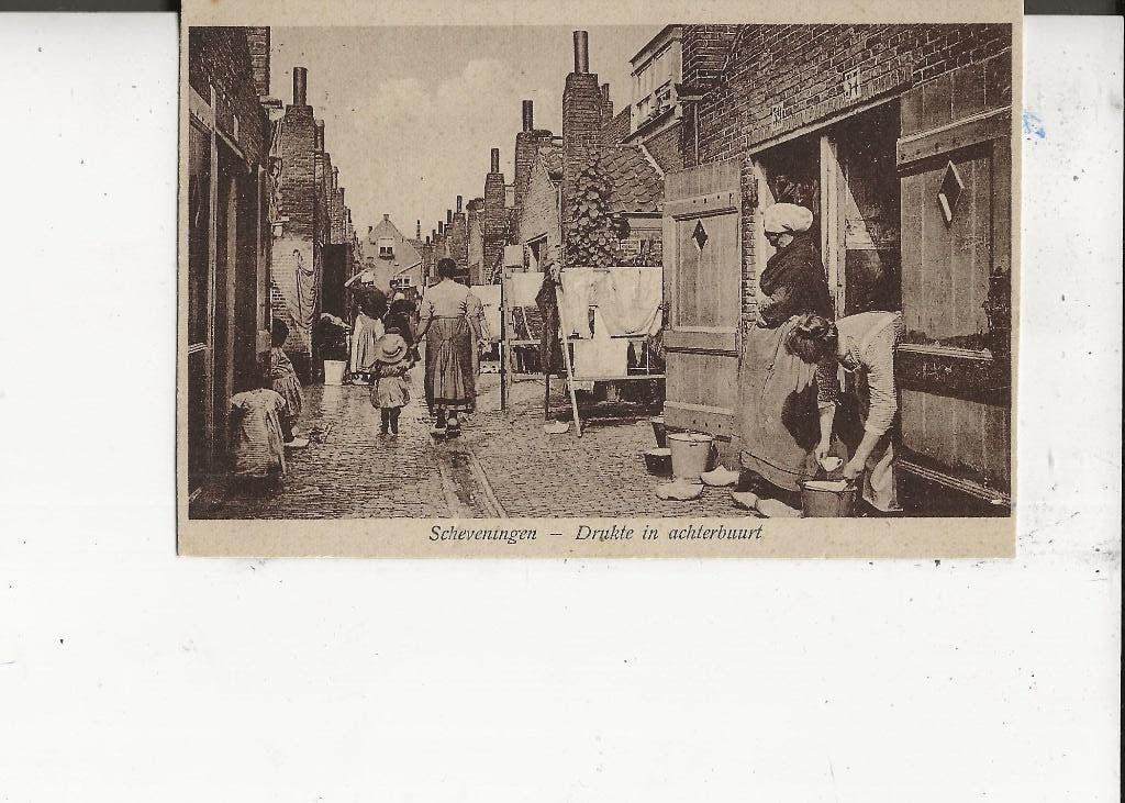 Scheveningen Waschdag met droogrekken 15-8-1923, Ophalen of Verzenden, 1920 tot 1940, Gelopen, Zuid-Holland