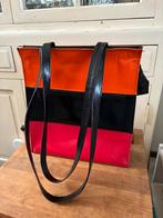 Vintage Dames Handtas - Oranje, Zwart, Rood (30x30 cm), Sieraden, Tassen en Uiterlijk, Ophalen of Verzenden, Gebruikt, Oranje