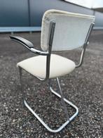 Gispen buisframe stoel 107 207 (gebroken) witte stof, Huis en Inrichting, Stoelen, Ophalen, Gebruikt, Wit, Metaal