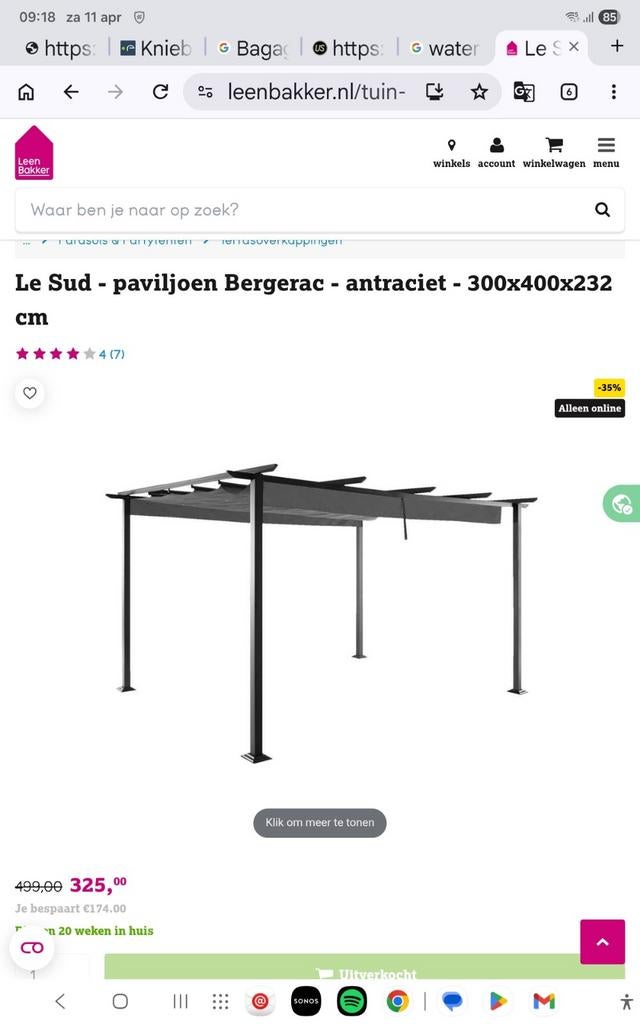 Terrasoverkapping, Ophalen of Verzenden, Gebruikt, Minder dan 5 meter