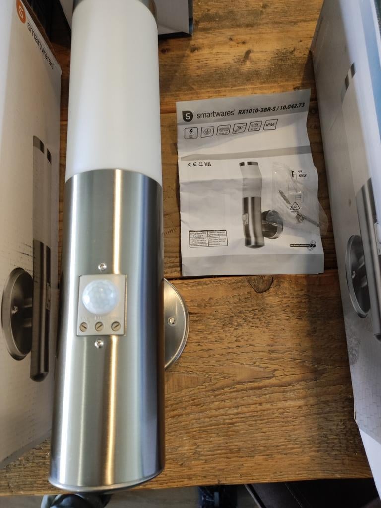 Smartwares Wandlamp RVS met Bewegingssensor 6x, Tuin en Terras, Buitenverlichting, Nieuw, Wandlamp, Rvs, Bewegingssensor, Ophalen
