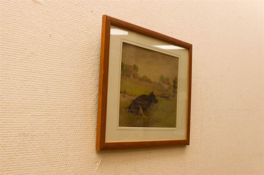 Prent / Tekening van een koe en schaap in de wei 51230, Ophalen of Verzenden, Voor 1920, Ongelopen, Vogel