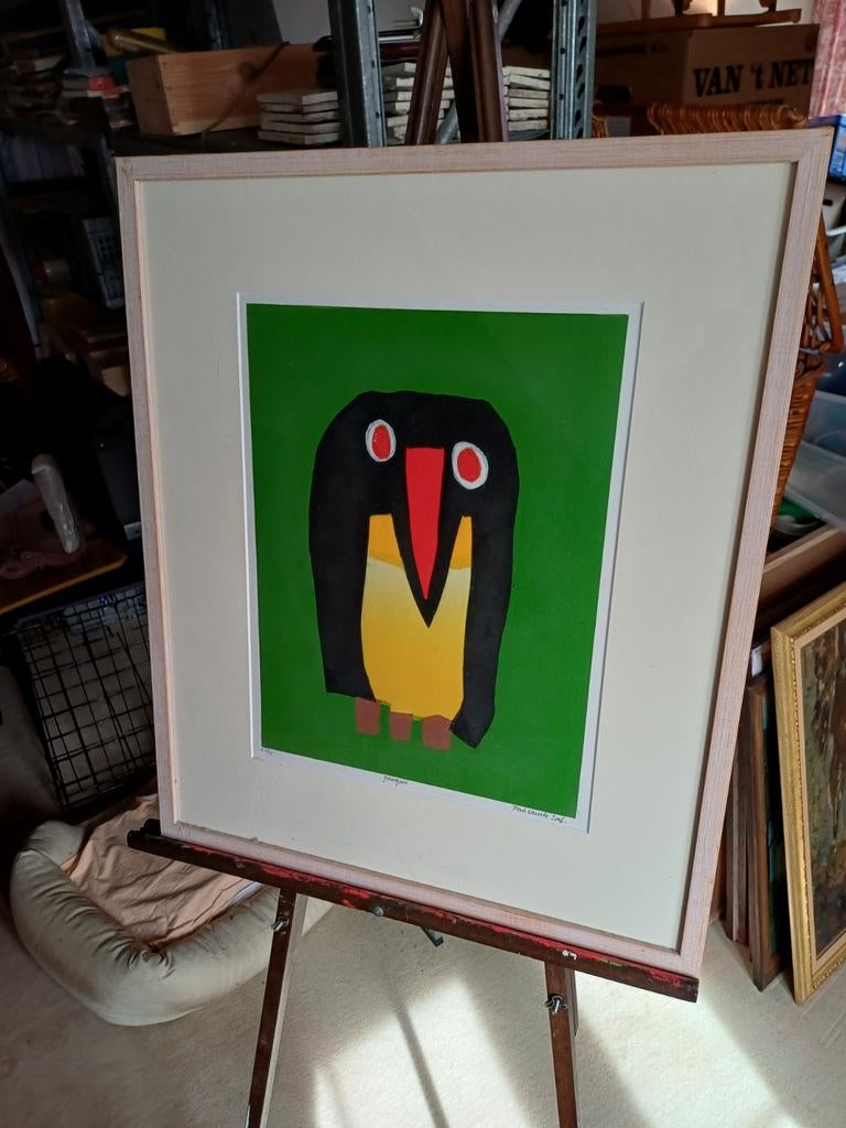 Linosnede 'Pinguïn' van Derk Wessels (2006), Antiek en Kunst, Ophalen