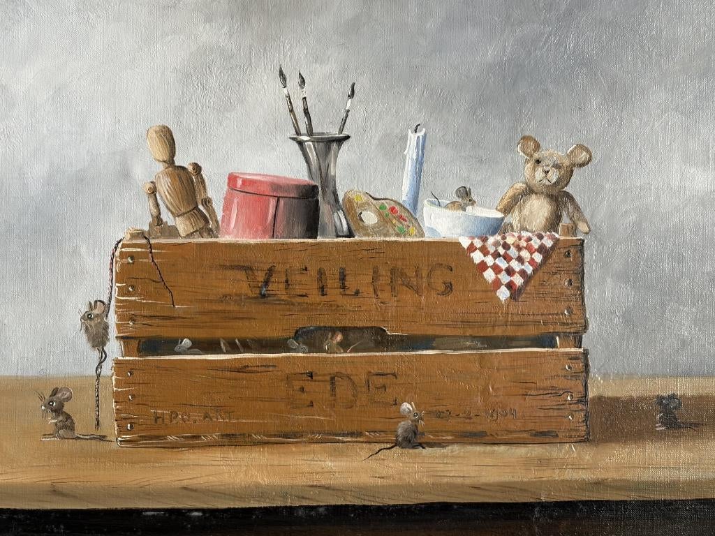 Henk Poeder, kist met schildersattributen en muizen, Ophalen