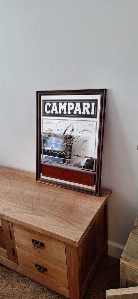 Vintage Campari spiegel - Decoratieve bar spiegel, Ophalen of Verzenden, Rechthoekig