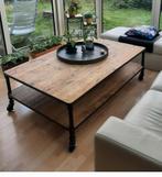 Industriële salontafel met teakhout, Ophalen, 100 tot 150 cm, Teakhout, 50 tot 100 cm