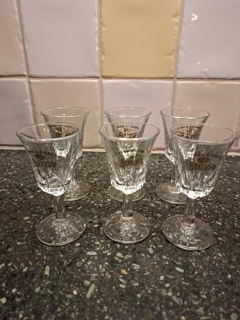 Licor de Cafe Evita 6 glaasjes, Verzamelen, Glas en Borrelglaasjes, Ophalen of Verzenden, Zo goed als nieuw, Borrel- of Shotglas
