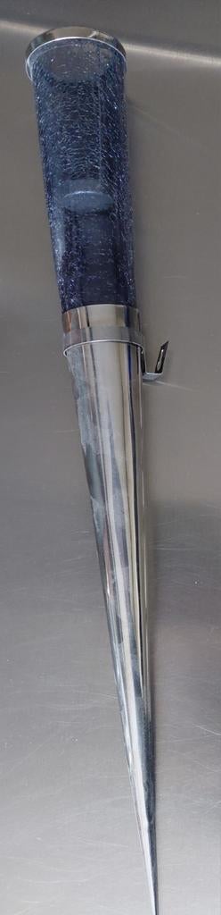 Fakkel (waxinelicht)van rvs met blauw glas voor extra sfeer., Ophalen