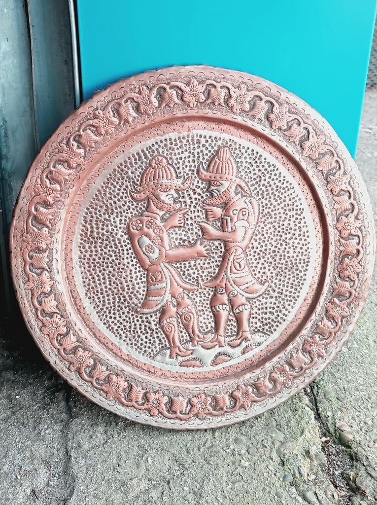 koperen decoratie wandbord, Ophalen, Gebruikt