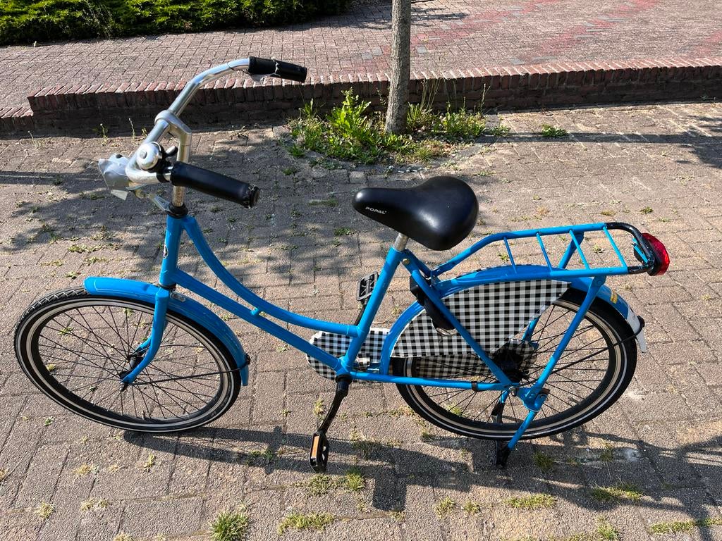 Meisjesfiets 'weduwe' - Blauw, voorlamp ontbreekt, Ophalen, Gebruikt, 24 inch