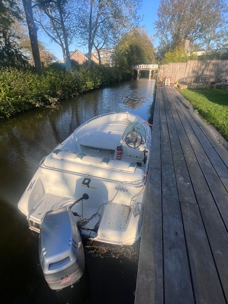 QuickSilver 425 boot met 50 pk en trailer, Watersport en Boten, Ophalen, Gebruikt, Minder dan 70 pk, 3 tot 6 meter