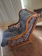 Comfortabele rotan stoel met kussen, Huis en Inrichting, Gebruikt, Bohemian, Klassiek, Bruin, Eén