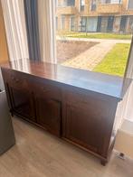 Bruine houten kast, Ophalen, Gebruikt, 150 tot 200 cm, Met lade(s)