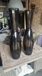 2 Grote Smoke Glazen Vazen - 82 cm Hoog, Ophalen, Zwart, 75 cm of meer, Glas